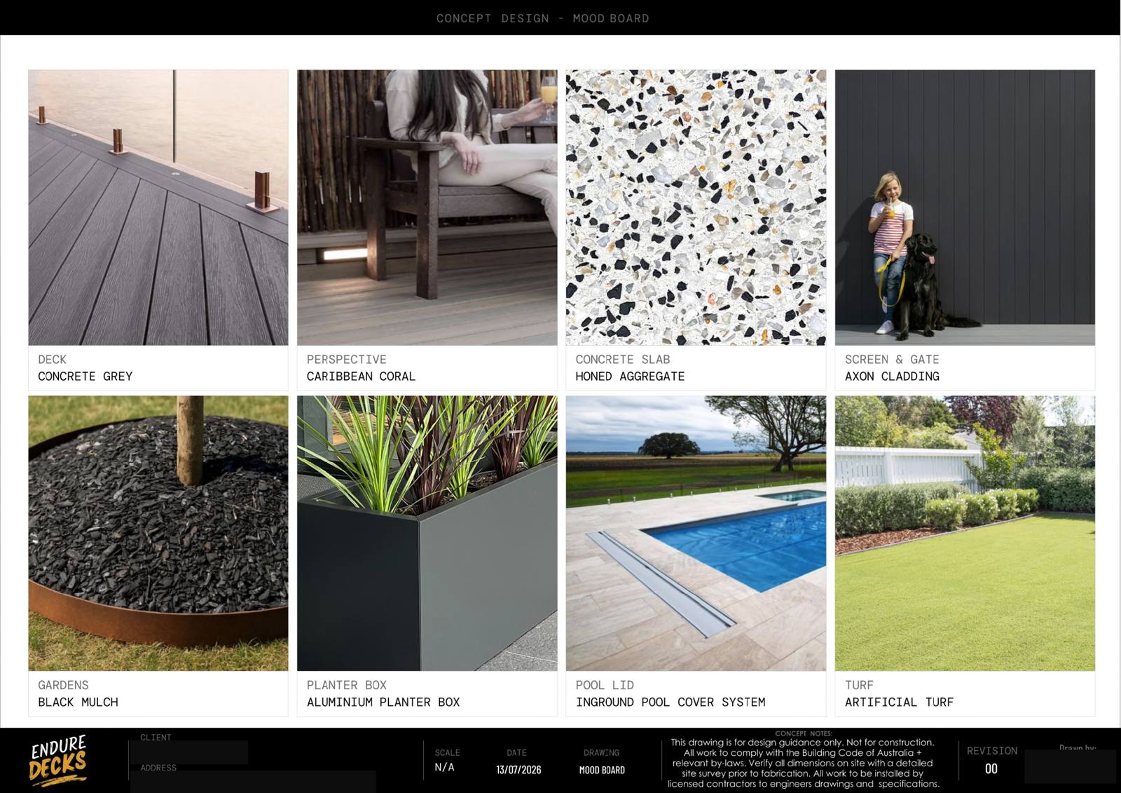 Thornlie concept design — Materials board
