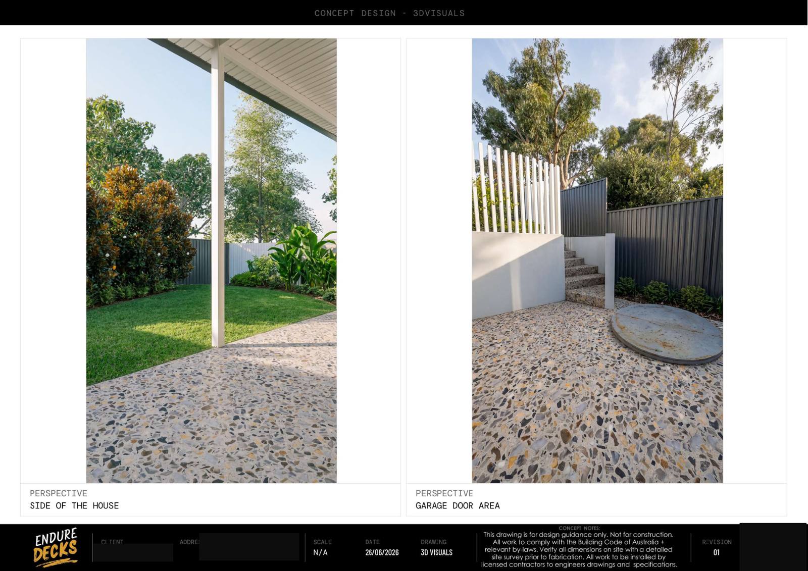 Willetton concept design — 3D visual — side of house